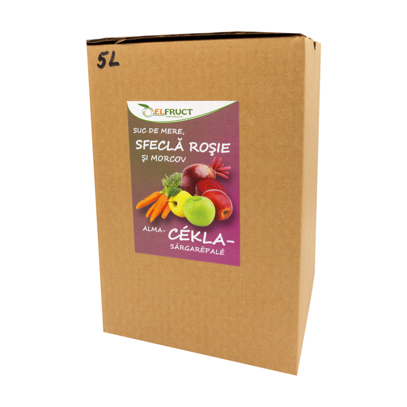 Suc de mere, sfeclă roșie și morcov 5l Suc de mere, sfeclă roșie și morcov 5l